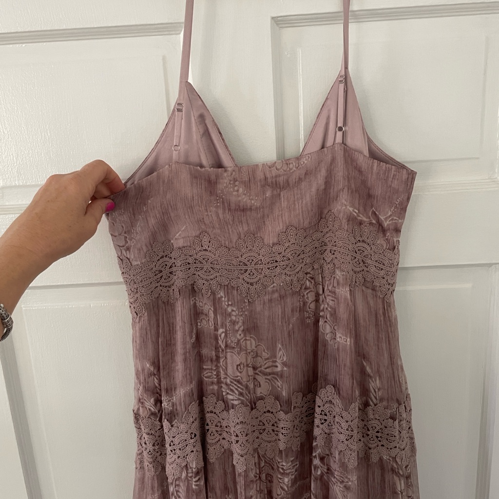 Bhldn Dusty Rose Textured Spaghetti-Strap Maxi Dress